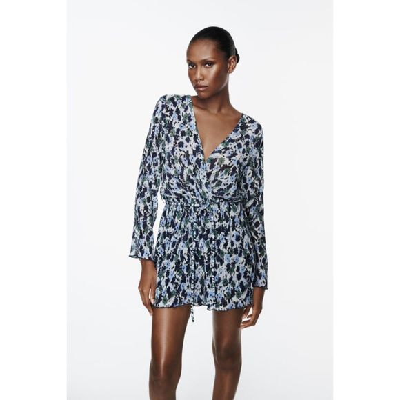 ZARA PRINTED PLEATED ROMPER JUMPSUIT SIZES S AND L - Picture 7 of 12